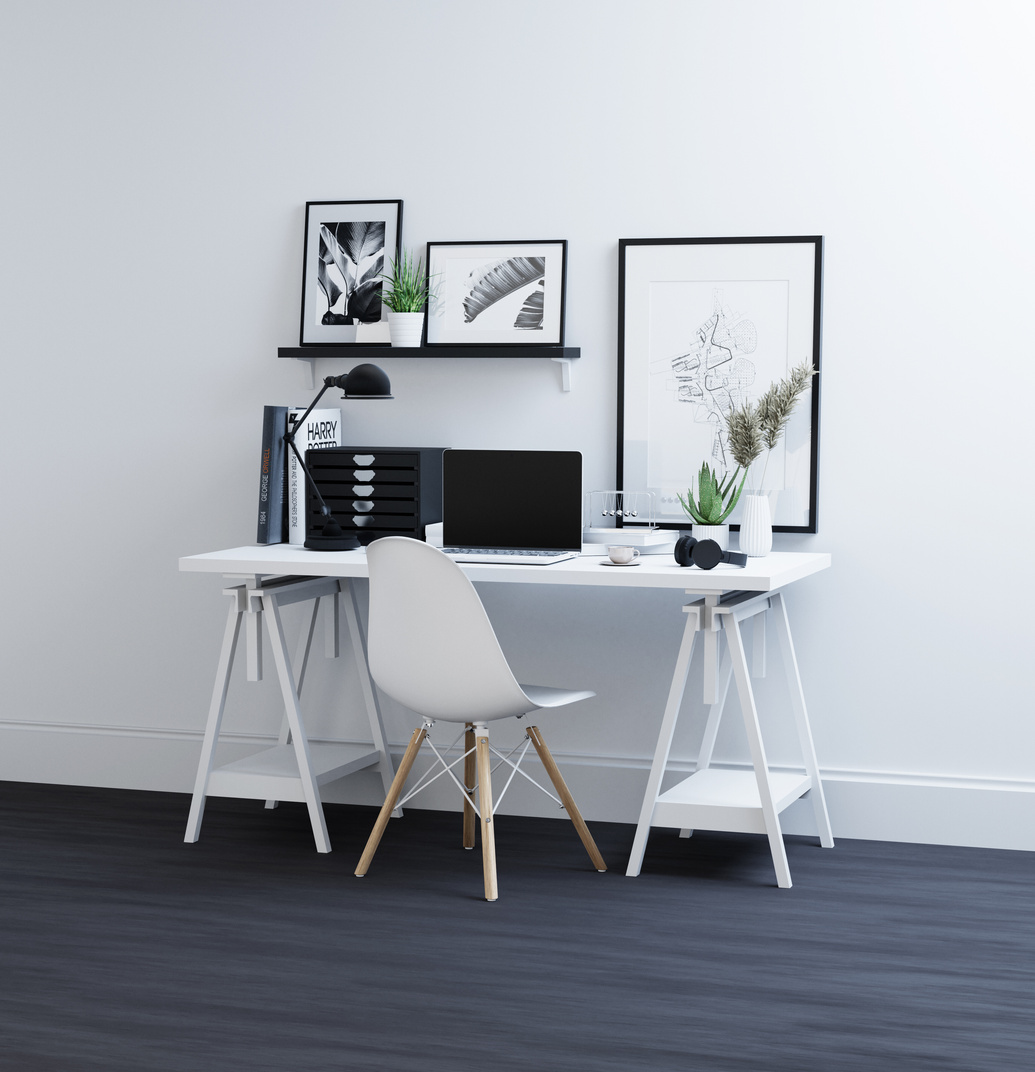 Minimal Interior Design of a Home Office Workplace