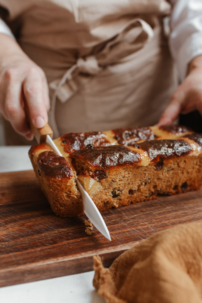 Slicing Freshly Baked Bread 
